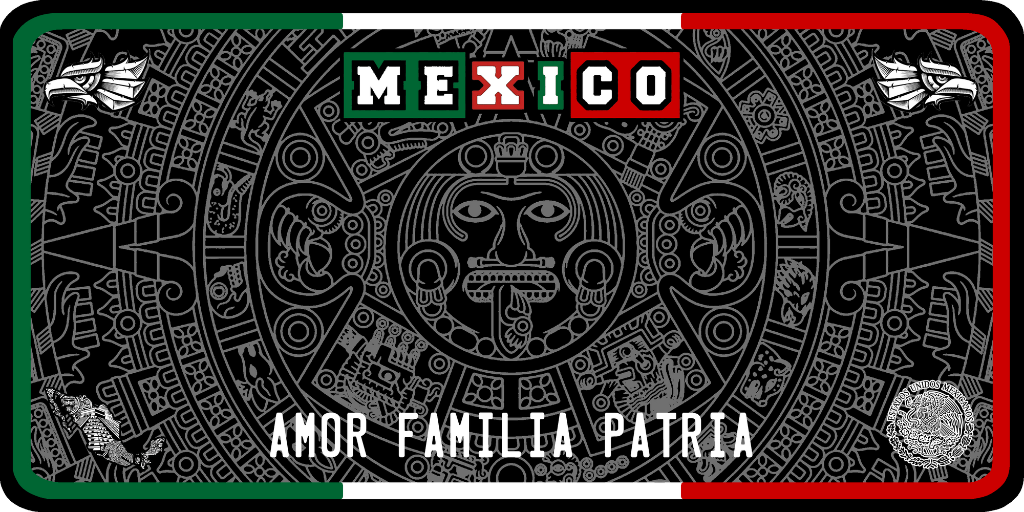 Mexico Azteca Metal License Plate