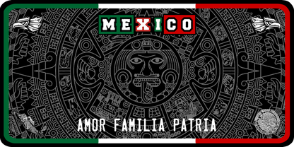 Mexico Azteca Metal License Plate Keychain