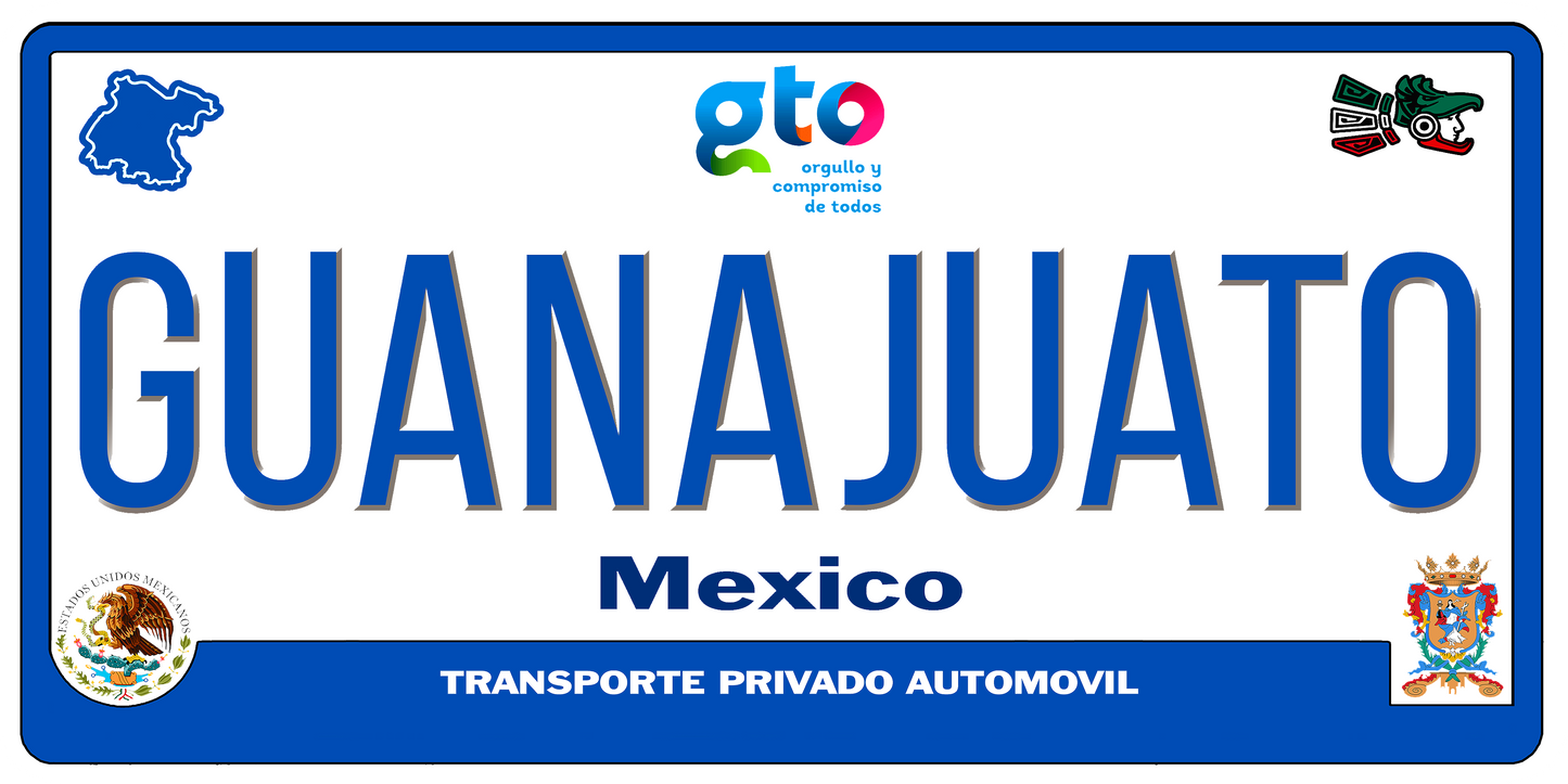Guanajuato Metal License Plate