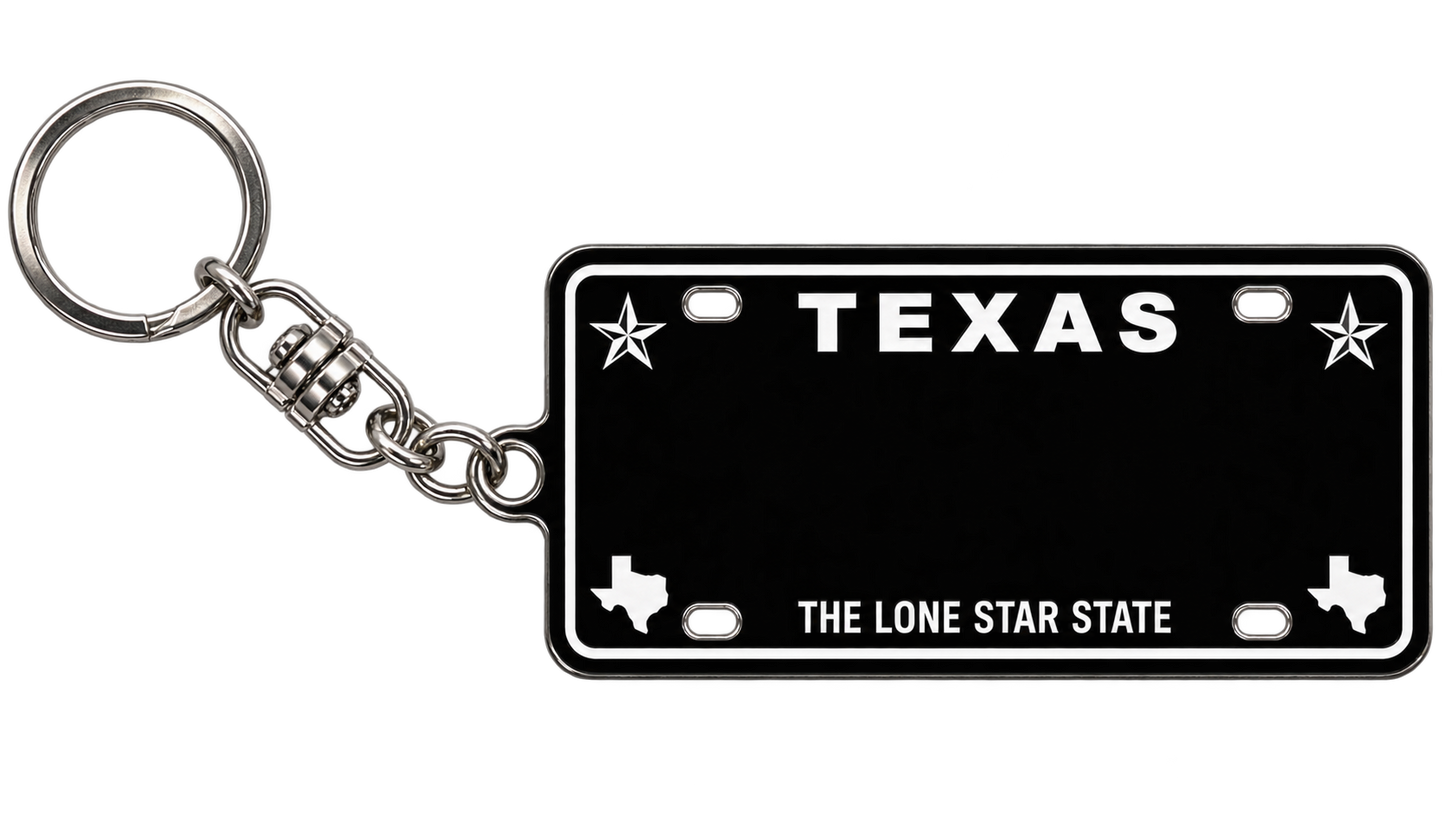 Texas Black Metal Keychain