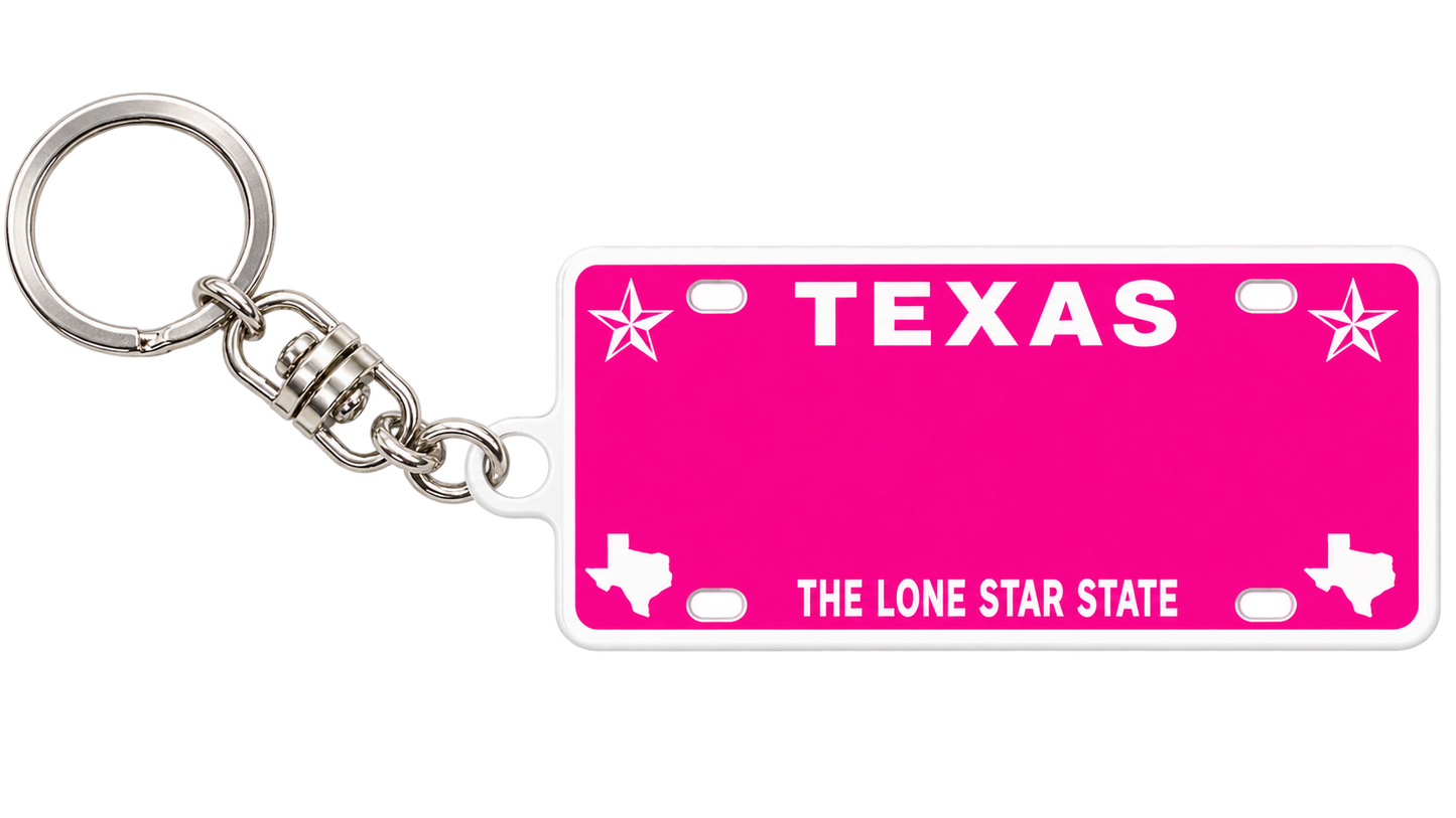 Texas Pink Metal Keychain
