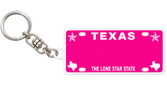 Texas Pink Metal Keychain