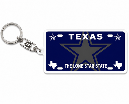 Texas Cowboys License Plate Keychain